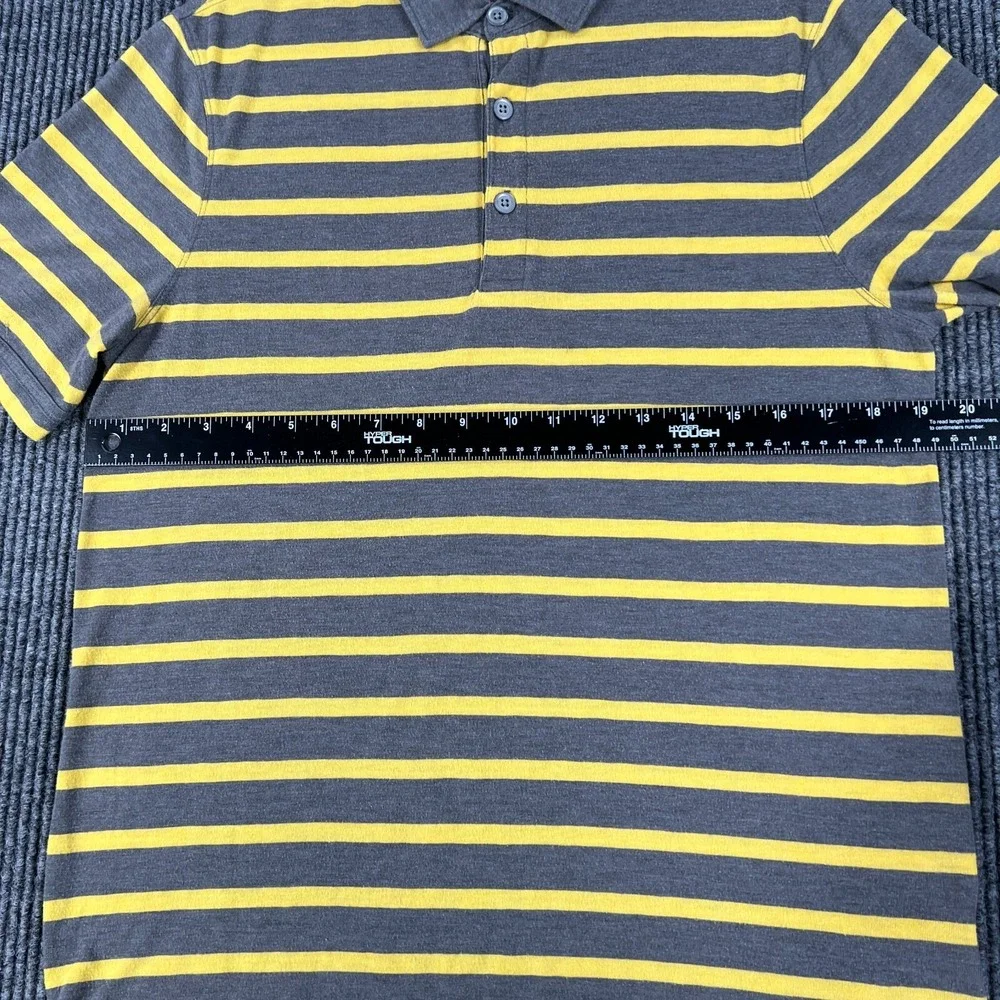 Banana Republic Mens Size Medium Gray‎ Yellow Striped Short Sleeve Polo Shirt